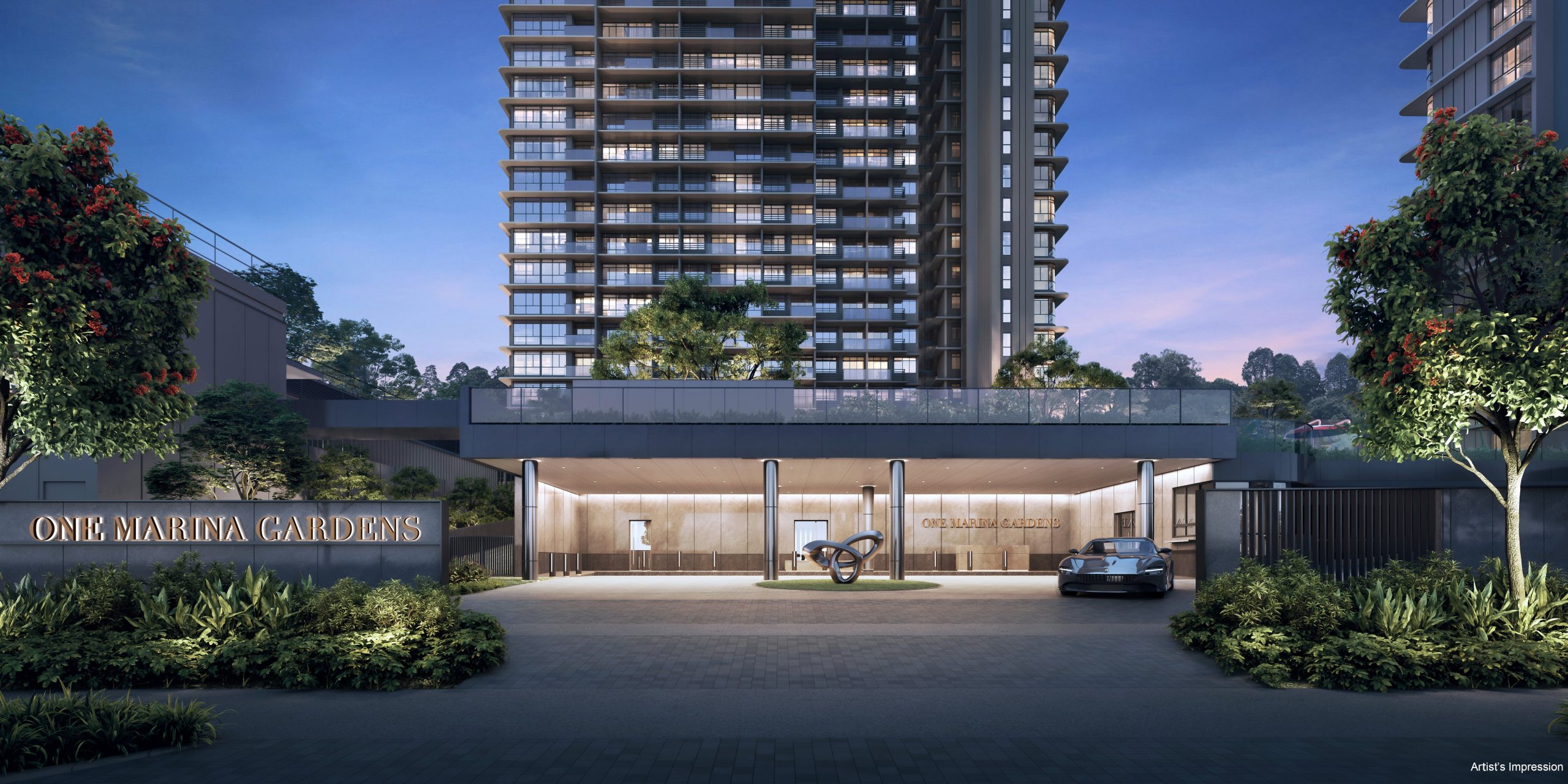 Artist's impression of the communal deck at One Marina Gardens