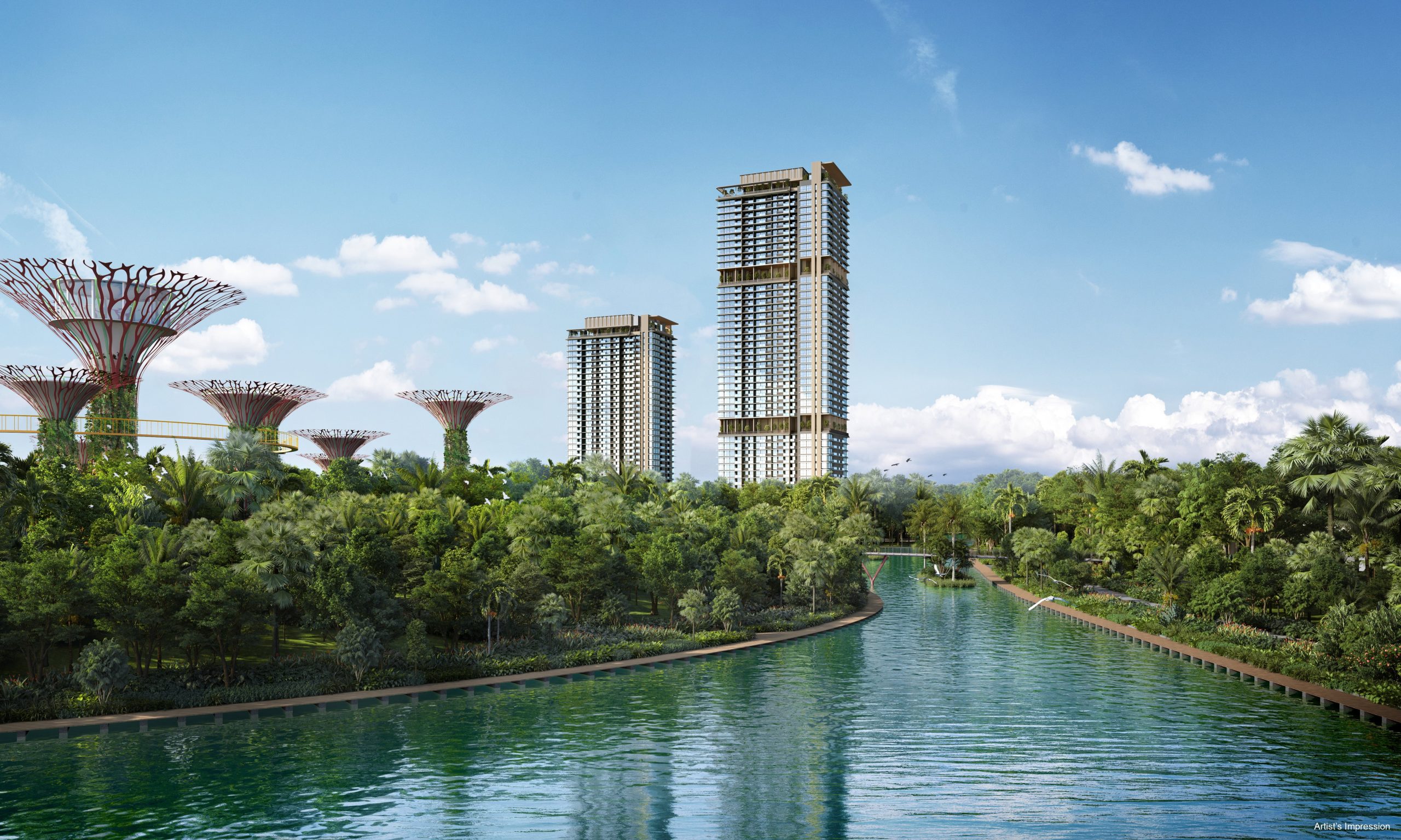 Artist's impression of One Marina Gardens within the Marina South precinct
